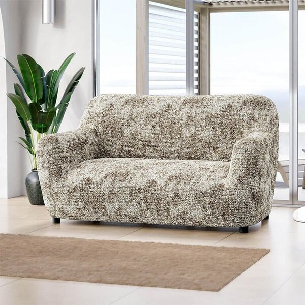 Huse bielastice MARMO bej fotoliu dublu (l. 120 - 160 cm)