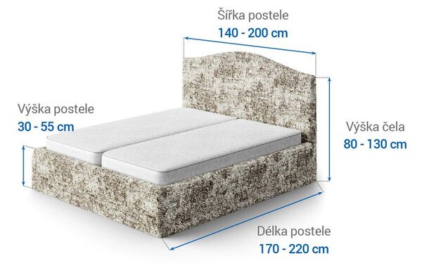 Huse bielastice MARMO bej pat (l. 140 - 200 cm)