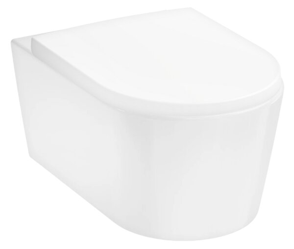 Set vas WC suspendat cu capac Hansgrohe, EluPura S, cu spălare AquaFall Flush, 54x36 cm, alb