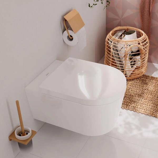 Set vas WC suspendat cu capac Hansgrohe, EluPura S, cu spălare AquaFall Flush, 54x36 cm, alb