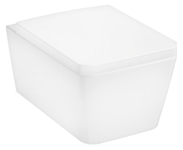 Set vas WC suspendat cu capac Hansgrohe, EluPura Q, cu spălare AquaFall Flush, 54x36 cm, alb