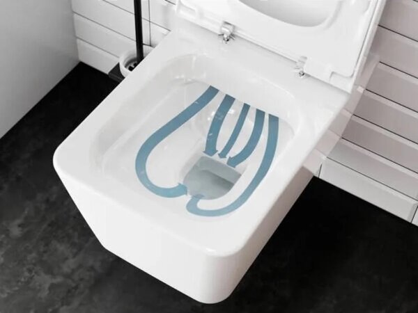 Set vas WC suspendat cu capac Hansgrohe, EluPura Q, cu spălare AquaFall Flush, 54x36 cm, alb