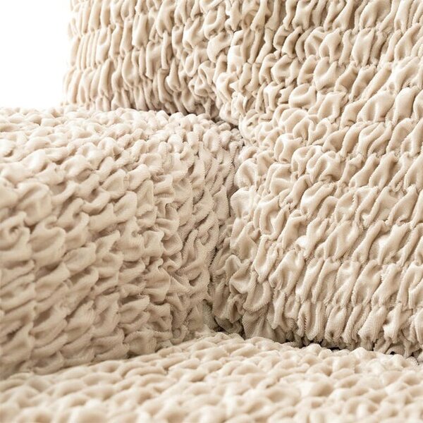 Huse bielastice VELVET bej fotoliu dublu (l. 120 - 160 cm)
