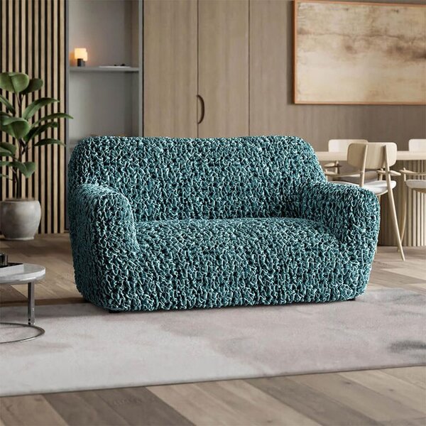 Huse bielastice VELVET petrol fotoliu dublu (l. 120 - 160 cm)