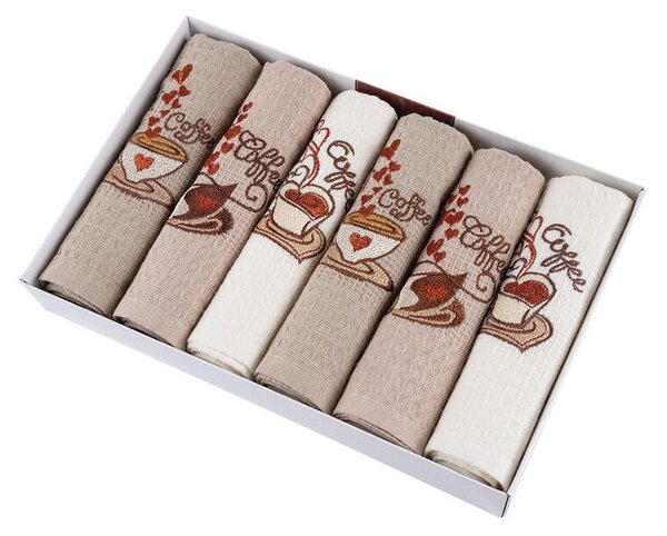 Set prosoape bucătărie vafelă CAFEA 40 x 60 cm 6 buc