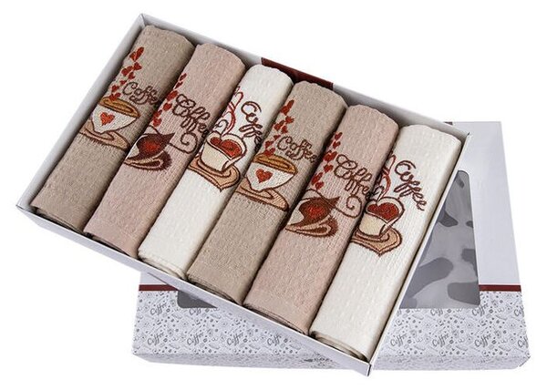 Set prosoape bucătărie vafelă CAFEA 40 x 60 cm 6 buc