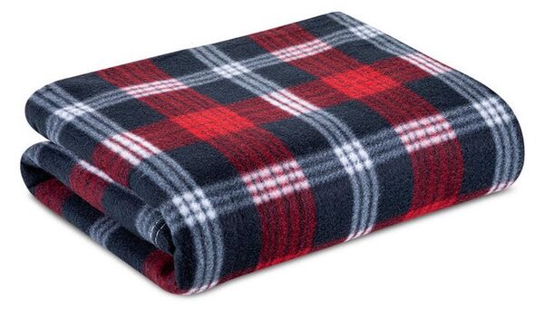 Pătură fleece CAROURI vinului 150 x 200 cm