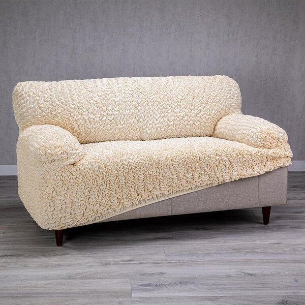 Huse bielastice FUCO bumbac bio smântânii fotoliu dublu (l. 120 - 160 cm)