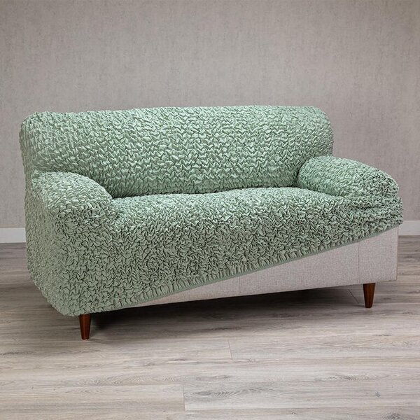 Huse bielastice FUCO bumbac bio mentă fotoliu dublu (l. 120 - 160 cm)