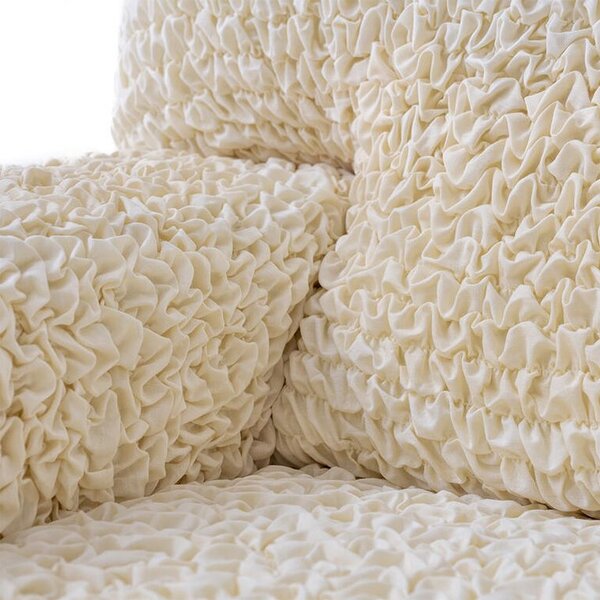 Huse bielastice FUCO bumbac bio smântânii fotoliu dublu (l. 120 - 160 cm)