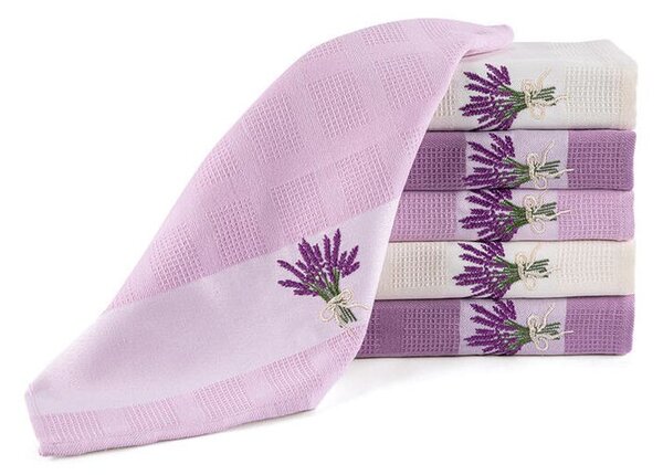 Set prosoape bucătărie vafelă BUCHETE DE LEVĂNDULĂ 50 x 70 cm 6 buc