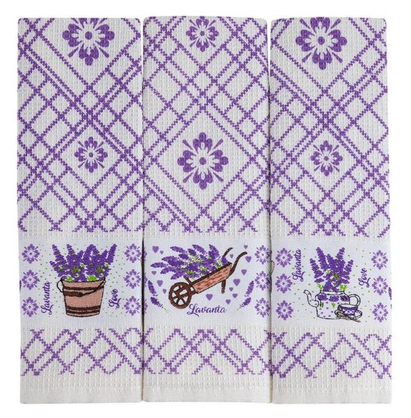 Set prosoape bucătărie vafelă LAVANDĂ 40 x 60 cm 3 buc