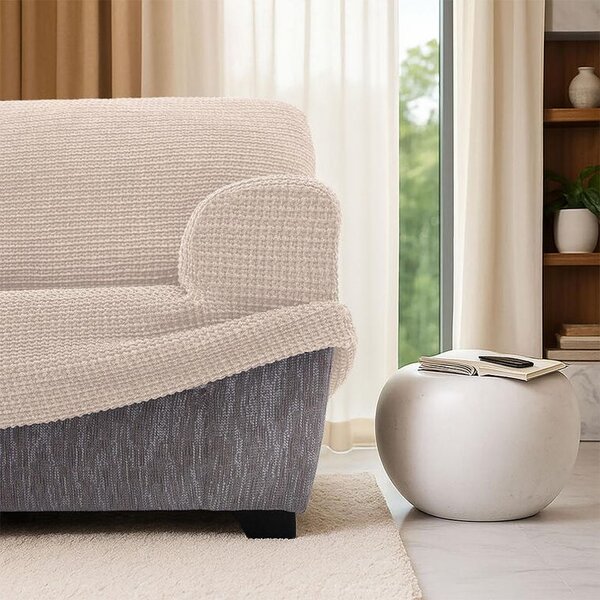 Huse super elastice RUBINIA smântânii fotoliu dublu (l. 140 - 180 cm)
