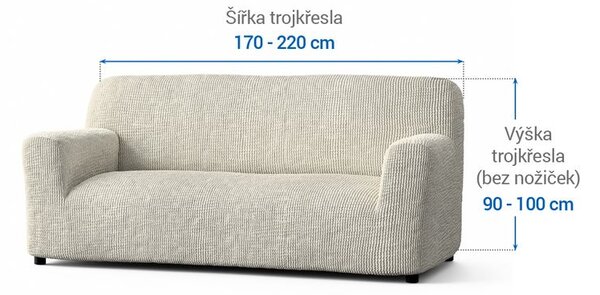 Huse bielastice COSTINA smântânii fotoliu triplu (l. 170 - 220 cm)