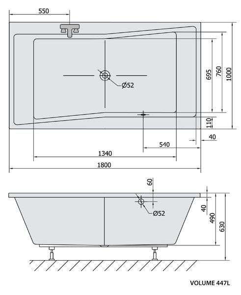Polysan Polysan, cada dreptunghiulara QUEST 180x100x49cm, alb, 78511