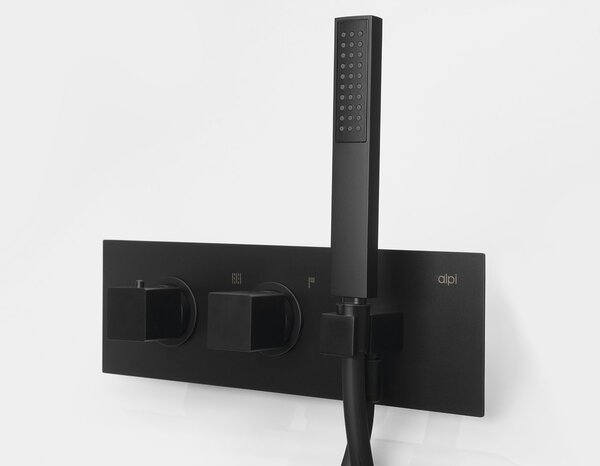 Sapho Sapho, baterie de duș termostatică încastră DIMY, complet, 2 ieșiri, negru, DM493BL
