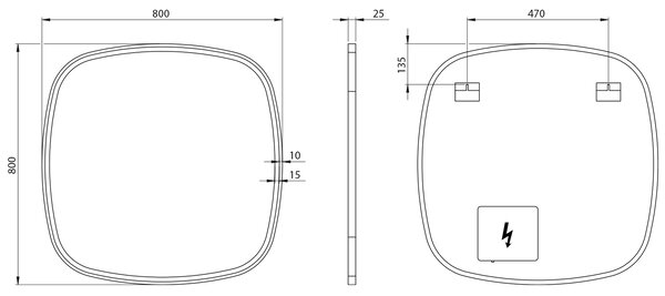 Sapho Sapho, oglinda BUTO cu iluminare LED 80x80cm, BU080