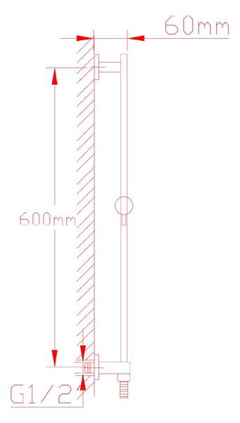 Sapho Sapho, Suport de duș glisant, ieșire apă, 620 mm, crom, 1202-04