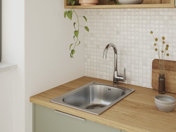 Kuchinox Fresno, baterie înaltă pentru chiuvetă cu braț în formă de U, cromată, LAV-BQF_068D