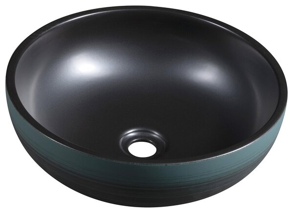 Sapho Sapho, chiuveta ceramica blat PRIORI Ø 41cm, negru/verde, PI039