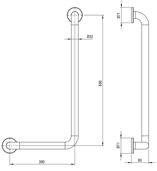 Deante Deante, suport de perete 371x671 mm, dreapta, crom, DEA-NIL_0P1D