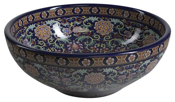 Sapho Sapho, chiuveta ceramica PRIORI, diametru 41 cm, 15 cm, violet cu ornamente, PI022
