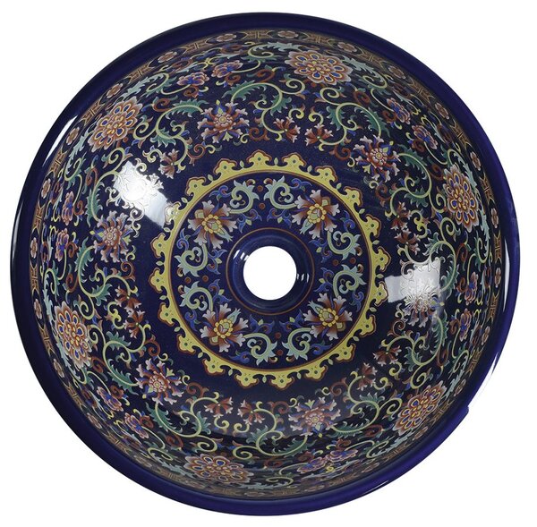 Sapho Sapho, chiuveta ceramica PRIORI, diametru 41 cm, 15 cm, violet cu ornamente, PI022