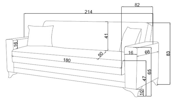 Canapea Extensibila 3 Locuri Vox, gri deschis, 214x83x82 cm