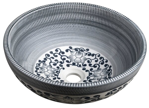 Sapho Sapho, chiuveta blat ceramica PRIORI Ø 41 cm, albastru cu model, PI036