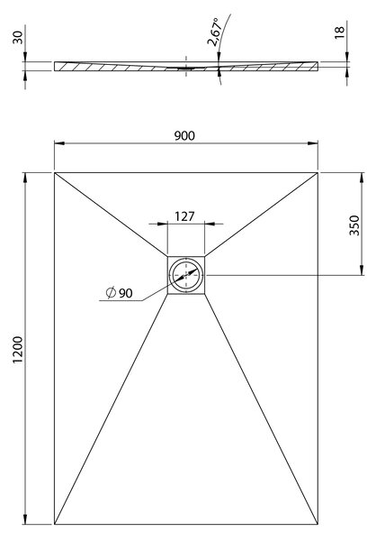 Polysan Polysan, cadita de dus TRENECA din marmura turnata cu posibilitate de reglare a dimensiunii 120x90cm, gri mat, 84307.31