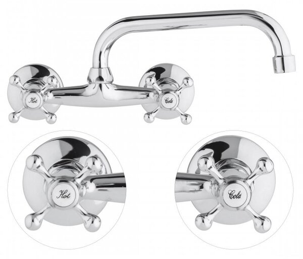 Erga Astro, baterie pentru chiuveta montata pe perete 150mm, crom, ERG-YKA-BZ.ASTRO-CHR