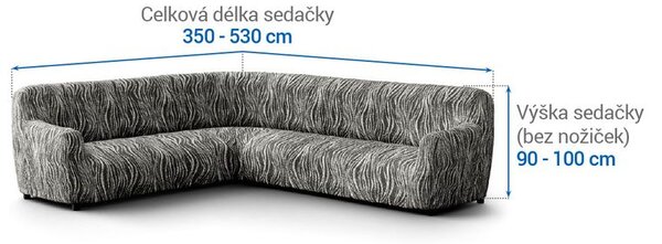 Huse bielastice UNIVERSO NOU dungi alb-negru colțar (l. 350 - 530 cm)