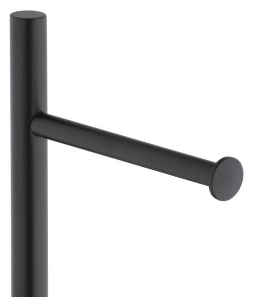 Erga Saga, suport hartie igienica cu tava 18x18x68 cm, negru mat-maro, ERG-YKA-P.SAGA