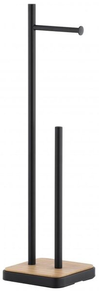 Erga Saga, suport hartie igienica cu tava 18x18x68 cm, negru mat-maro, ERG-YKA-P.SAGA