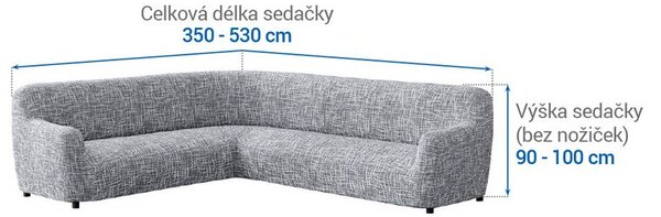 Huse cu două elastice GRAFITI NOU antracit colțar (l. 350 - 530 cm)