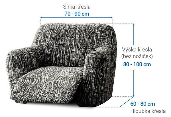 Huse bielastice UNIVERSO NOU dungi alb-negru fotoliu de relaxare (l. 70 - 90 cm)