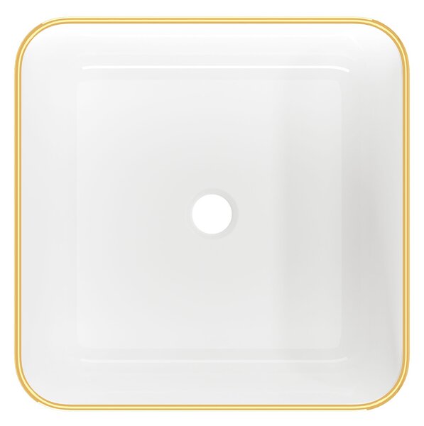 Invena Malaga, chiuveta blat 39x39x14 cm, alb-auriu, INV-CE-39-013-W