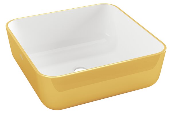 Invena Malaga, chiuveta blat 39x39x14 cm, alb-auriu, INV-CE-39-013-W