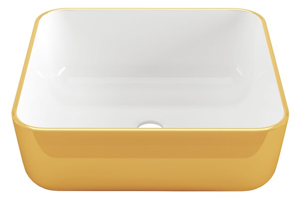 Invena Malaga, chiuveta blat 39x39x14 cm, alb-auriu, INV-CE-39-013-W