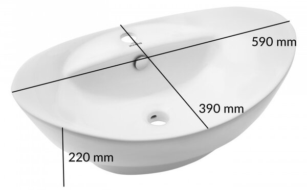 Invena Esla, chiuveta ceramica 59x39x22 cm, alb, INV-CE-35-001-C
