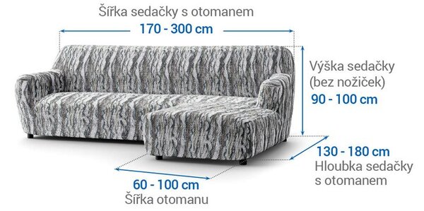 Huse bielastice OCEANO NOU gri-albăstrui canapea cu otoman dreapta (l. 170 - 300 cm)