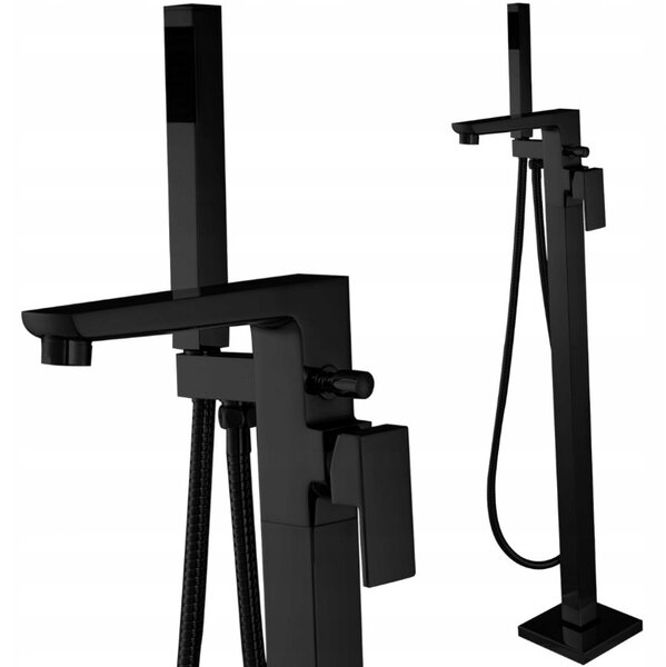 Invena Paros, baterie pentru cadă de sine stătătoare, negru mat, INV-BW-09-W04-A