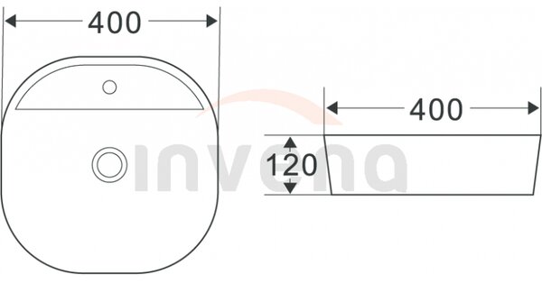 Invena Parla, chiuveta blat 40x40x12 cm, alb, INV-CE-41-001-C