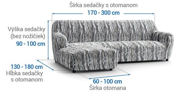 Huse bielastice OCEANO NOU gri-albăstrui canapea cu otoman stânga (l. 170 - 300 cm)