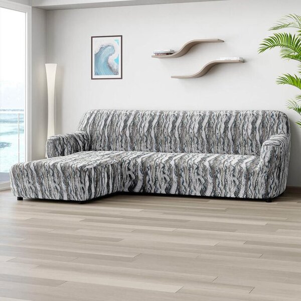 Huse bielastice OCEANO NOU gri-albăstrui canapea cu otoman stânga (l. 170 - 300 cm)