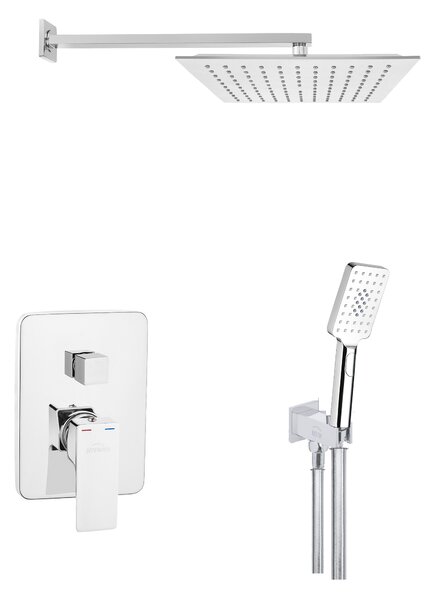 Invena Nyks, set de duș ascuns cu corp cu 2 ieșiri, crom lucios, INV-BS-28-0K2-A