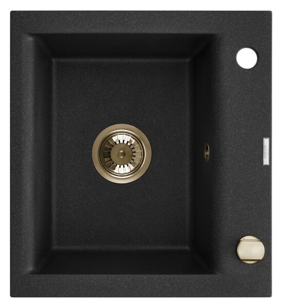 Invena Tesalia, chiuveta granit 1 camera 440x480x160 mm si sifon auriu, INV-AZ-01-Z41-B