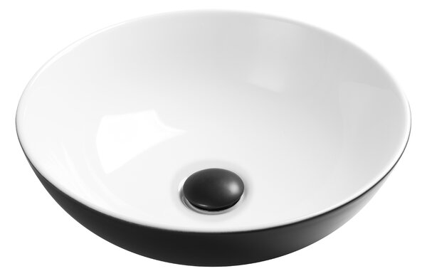 Invena Tinos, chiuveta ceramica blat 39,5x39,5x13,5 cm, negru-alb, INV-CE-43-041-C