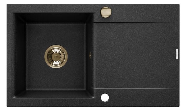 Invena Tesalia, chiuveta granit 1 camera cu scurgere 760x440x160 mm + sifon automat auriu, INV-AZ-01-Z43-B Leták: https://cloud.invena.pl/s/nnXaZKg3crBrRkz/download?path=%2FPliki%20do%20strony%20www%2FAZ-01-Z43-B/Inne/AZ-01-Z43-B-ulotka-ENG…