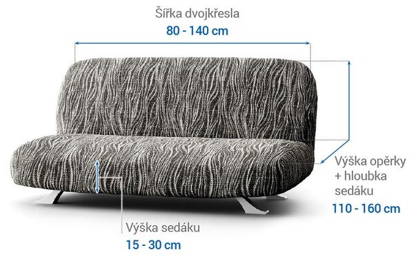 Huse bielastice UNIVERSO NOU dungi alb-negru 2fotoliu cu manere de lemn (l. 80 -140 cm)